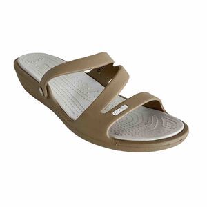 CROCS Sandals Women 11M Tan Open-toe Strappy Mules